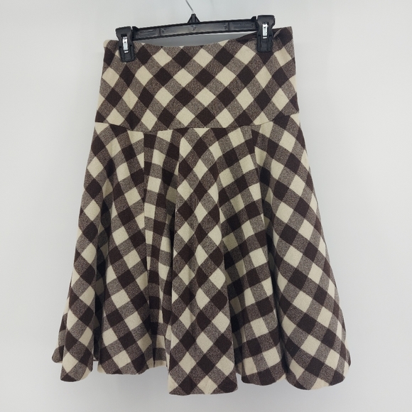 Lauren Ralph Lauren Wool Check Circle Skirt brown and white/cream check - Picture 5 of 6